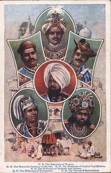 The Maharaja of Mysore, Gaekwar of Baroda, Gwalior and Shidhia,Kashmir and Jammu, Travancore and Nawab of Bahawalpur Postcard