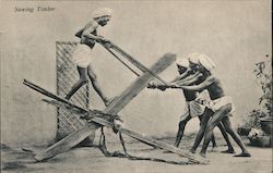 Sawing timber Postcard