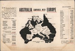 Australia compared with Europe Postcard