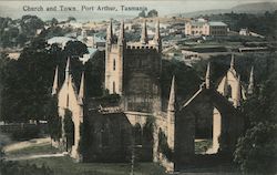 Church and Town Port Arthur, Tasmania Australia Postcard Postcard Postcard