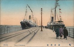Ships Docked at Pier Postcard
