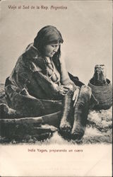 Insia Yagan, preparando un cuero Postcard