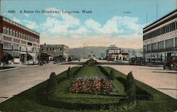 A Scene on Broadway Longview, WA Postcard Postcard Postcard