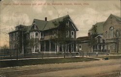 Sacred Heart Academy and part of St. Bernards Church Postcard
