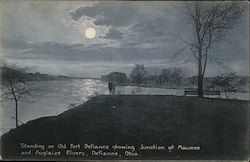 Standing on Old Fort Defiance Showing Junction of Maumee and Auglaize Rivers Ohio Postcard Postcard 