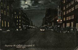 Superior St. at Night Cleveland, OH Postcard Postcard Postcard