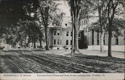 Vermont State Prison and State Street, Looking East Windsor, VT Postcard Postcard Postcard