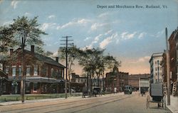 Depot and Merchants Row Rutland, VT Postcard Postcard Postcard