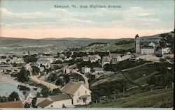 Newport, Vt. from Highland Avenue Postcard