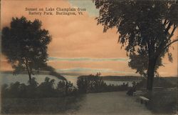 Sunset on Lake Champlain From Battery Park Postcard