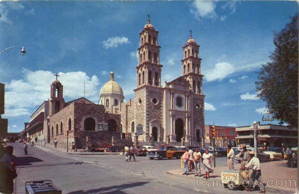 cathedral of juarez city and antique mission nuestra christmas card for military