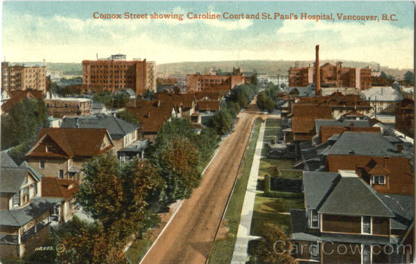 Comox Street Showing Caroline Court And St. Paul's Hospital Vancouver BC Canada