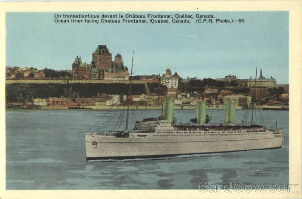 Ocean Liner Facing Chateau Frontenac PQ Canada Quebec