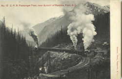 C. P. R. Passenger Train Near Summit Of Rockies Postcard