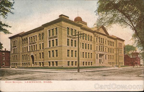 High School Lawrence, MA Postcard