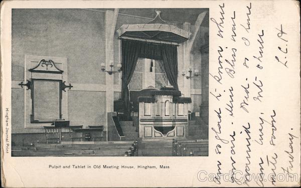 Pulpit and Tablet in Old Meeting House Hingham Massachusetts
