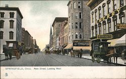 Main Street, Looking West Springfield, OH Postcard Postcard Postcard