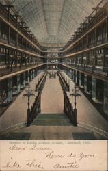 Interior of Euclid Avenue Arcade Postcard
