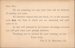 P.R. Mitchell Company Postcard