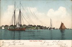Sail Boats, Hull Harbor Postcard