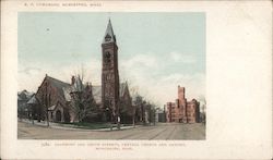 Salisbury and Grove Streets, Central Church and Armory Postcard