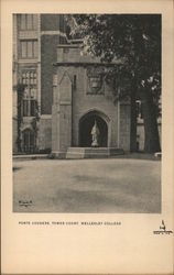 Porte Cochere, Tower Court, Wellesley College Postcard