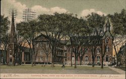 Oliver and High School, 1st Universalist Church Postcard