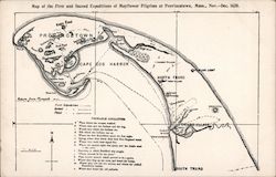 Map of the First and Second Expeditions of Mayflower Pilgrims, Nov.—Dec. 1620 Postcard