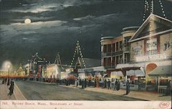 Revere Beach, Mass. Boulevard at Night Postcard