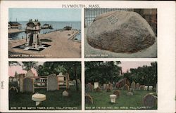 Canopy Over Plymouth Rock/Plymouth Rock/Site of the Water Tower Burial Hill, Plymouth/Site of the Old Fort 1821 Burial Hill, Ply Postcard