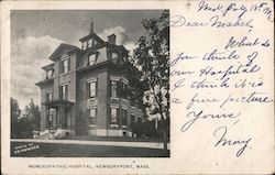 Homeopathic Hospital Newburyport, MA Postcard Postcard Postcard