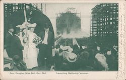 Launching Battleship Vermont at Fore River Yards Postcard