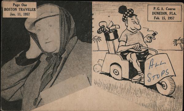 Handmade Postcard with Newspaper Clippings Golf