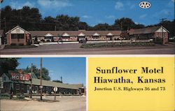 Sunflower Motel Hiawatha, KS Postcard Postcard Postcard