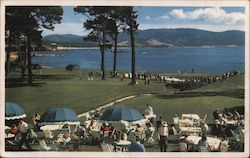 Eighteenth Hole - Pebble Beach Golf Course from terrace at Del Monte Lodge Postcard