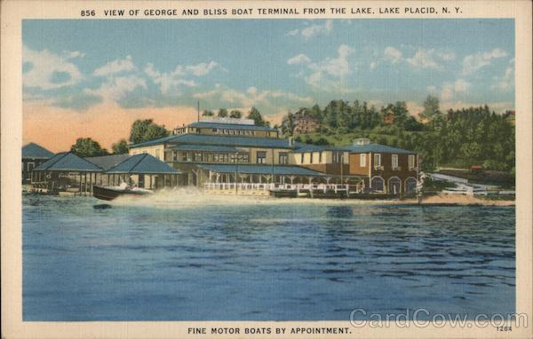 View of George and Bliss Boat Terminal from the Lake Lake Placid New York
