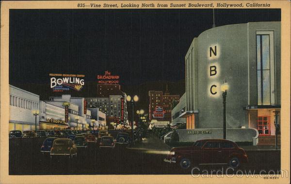 Vine Street, Looking North from Sunset Boulevard Hollywood California