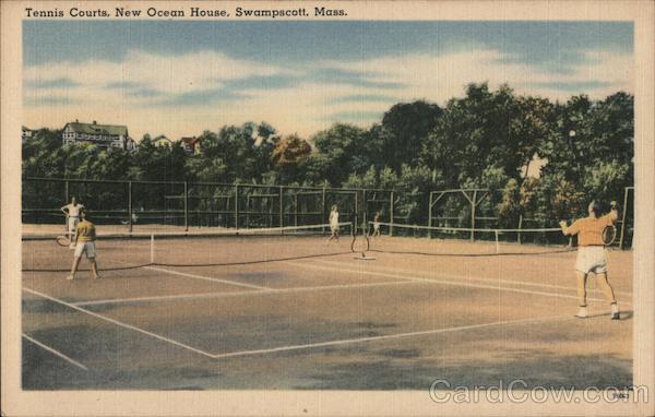 Tennis Courts at New Ocean House Swampscott, MA Postcard