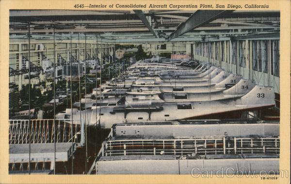 4545-- Interior of Consolidated Aircraft Corporation Plant San Diego California