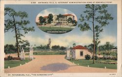 Entrance to U.S. Veterans' Administration Home at Seminole Point Postcard