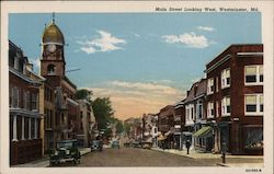 Main Street Looking West Postcard