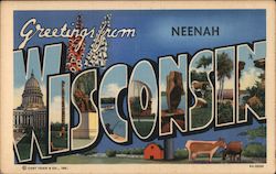 Greetings from Neenah Wisconsin Postcard