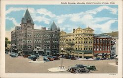 Public Square, Showing Hotel Favorite Piqua, OH Postcard Postcard Postcard