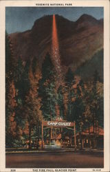 Yosemite National Park, The Fire Fall, Glacier Point California Postcard Postcard Postcard