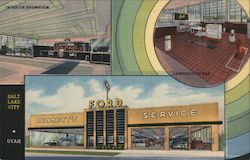 Interior Showroom, Lubrication Bar, Bennett's Ford Service Postcard