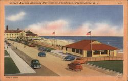 Ocean Avenue showing Pavilion on Boardwalk Postcard