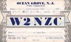 W2NZC, 97 Mt. Tabor Way Ocean Grove, NJ Postcard Postcard Postcard