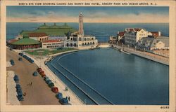 Bird's Eye View showing Casino and North End HOtel - Asbury Park Postcard
