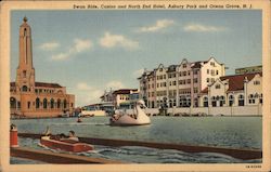 Swan Ride, Casino and North End Hotel - Asbury Park Postcard