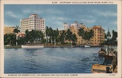 Apartment Hotels Along Miami River Florida Postcard Postcard Postcard